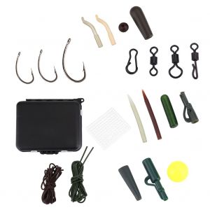 Kit De Peche A La Carpe Avec Emerillons, Hamecons, Manchons, Caoutchoucs, Perles, Tubes Et Clips - Neuf
