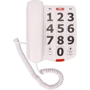 Téléphone à Gros Boutons pour Personnes âgées,Sonnerie Extra Forte,Volume Réglable et Cordon Long,Téléphone Filaire pour Malentendants et Malvoyants - Neuf