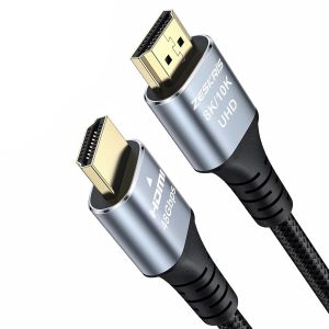 KALANKA-Câble HDMI 2.1 2m 8K, 48Gbps Ultra Haute Vitesse Tressé, 4K@120Hz 144Hz 8K@60Hz eARC HDR10 HDCP 2.2 2.3 Pour Ordinateur Portable, Moniteur, PS5, Xbox One, TV - Neuf