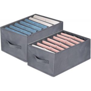 Lot De 2 Boîtes Rangement Vêtement-Organisateur Pliable Pour Rangement Dressing-Rangement Armoire Avec 7 Compartiments-Pour Jeans,Pantalons,Chemises,Soutiens-Gorge Et Cravates - Neuf