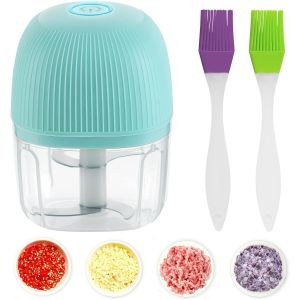 Mini Hachoir &Eacute;lectrique Sans Fil Batterie Rechargeable 250 Ml, Presse Ail, Petit Hachoir Viande Portable Mixeur &Agrave; Ail L&eacute;gumes, Robot De Cuisine - Neuf