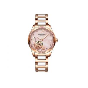 Montre M&eacute;canique Ronde Pour Femme R002, Bracelet En Acier, &Eacute;tanche Jusqu'&agrave; 30 M - Neuf