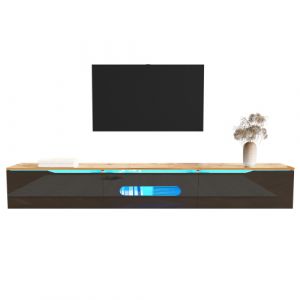 Meuble TV a surface laqu&iquest;&iquest;e brillante, 180 cm, eclairage LED 16 couleurs - Neuf