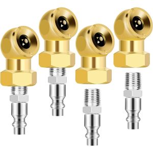Acdsgd-Lot De 4 Valves &Agrave; Bille Ferm&eacute;e Pour Pneus, Raccord 1/4'' Fnpt, Valves Portables Pour Gonfleur, Manom&egrave;tre Et Accessoires De Compresseur - Neuf