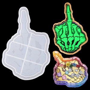 Moule En Silicone R&eacute;sine &Eacute;poxy Skeleton Hand Tray Resin Mold Bricolage Plateau Decoratif Moulle Plat Bijoux Moule Main Squelette Moulage Coaster Moules Faire Bijoux - Neuf