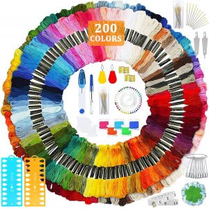 Kalanka-Fils À Broderie Kit,200 Couleurs Fil À Broder+Outils Total 284 Pièces,Pour Broderie Point De Croix Tricotage Bracelets Brésiliens Fil A Coudre Des Outils Accessoires - Neuf