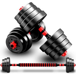 Mevronisshop-Haltere Musculation Reglable, Ensemble D'halt&egrave;res Pour Hommes 2 En 1, Disque Musculation Dumbbells Barres Pour La Salle De Sport, Serrure De S&eacute;curit&eacute;+Avec Bielle,Noir - Neuf