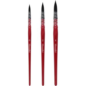 Mevronisshop-Lot De 3 Pinceaux &Agrave; Aquarelle Professionnels - Pour Aquarelle, Gouache, Peinture &Agrave; L'huile Acrylique, D&eacute;tails Fins Et Artisanat, Pinceau Rond - Tailles #0, #2, #4 - Neuf