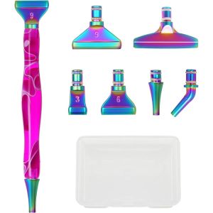Ayuhr-Kit De Peinture Diamant, Accessoires Et Outils De Peinture Diamant, 6 Styles, 5d Drill Pen Têtes De Rechange De Couleur En Métal Pour Stylo De Peinture Diamant - Neuf