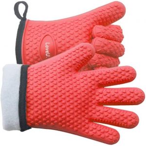Kal-Gants De Cuisine Silicone Et Coton Double Couche Gants De Bbq Résistants À La Chaleur/Gants De Cuisson/Gants De Four/Porte-Casseroles De Cuisson, 1 Paire - Neuf