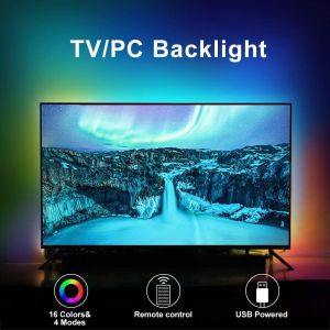 Rétroéclairage Led Pour Téléviseur, Kit De Bandes Lumineuses Rvb De 2,5 M Avec Télécommande, Éclairage De Biais Alimenté Par Usb Pour Tv De 40 À 75 Pouces, Moniteur Pc Et Home Cinéma - Neuf