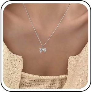 Collier Pendentif Noeud Argent Collier Ras Du Cou Chaîne Satellite Collier Perle Collier Noeud Boho Collier Noeud Papillon Chaîne Collier Bijoux Pour Femmes - Neuf