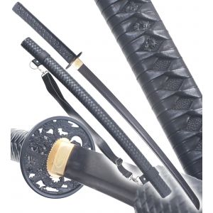 Danzan Katana Shinobi Sabre Epee Katana Japonais - Lame Bois Wenge Noire D&eacute;coration - Neuf