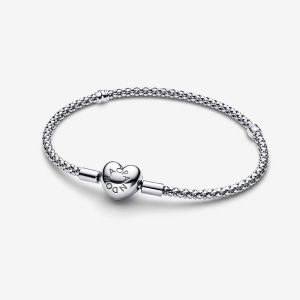 Pandora Bracelet Maille Clout&eacute;e Fermoir Coeur - Neuf
