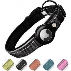 Nouveau Produit,Collier De Chien Airtag Réfléchissant Yuzee,Apple Air Tag Collier De Chien Robuste [Large] Collier Rembourré Pour Animaux De Compagnie Avec Accessoires De Support De Cas Airtag (Foncé, - Neuf