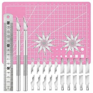 44 Pcs Ensemble De Couteaux D'artisanat Et Tapis De Découpe (A5),Ensemble De Couteaux De Loisir D'artisanat De Sculpture De Précision Pour La Découpe D'art,Modélisme - Neuf