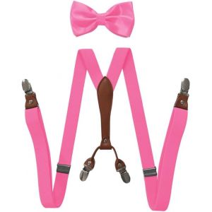 Cauc-Bretelles Noeud Papillon Ensemble Pour Femmes Hommes 1 Pouce Large Y Forme Avec 4 Clips Bretelles R&eacute;glables Pour Mariage &Eacute;v&eacute;nements Formels - Neuf