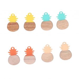 8pcs Pendentifs Boucle D'oreille Couleurs Mixtes Mignon Fruit Forme R&eacute;sine Pendentif En Bois Pour Boucle D'oreille Fabrication Bricolage Bijoux Artisanat - Neuf