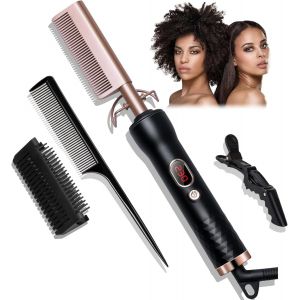 Peigne Chauffant Peigne Chauffant Cheveux Afro Peigne Lisseur Cheveux Peigne Lissant Hot Comb Avec &Eacute;cran Lcd 120-230&iquest;, Peigne Lisseur En C&eacute;ramique, Arr&ecirc;t Automatique - Neuf