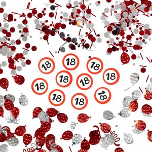 Deco anniversaire 18 ans m&iquest;&iquest;lange de confettis panneau de signalisation rouge/blanc - D&iquest;&iquest;coration e pour un 18 ans anniversaire garcon et fille - Neuf