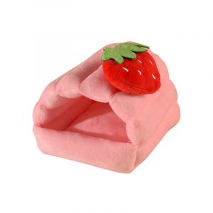 Rat Hamster House Bed Hiver Polaire Chaude Petit Animal De Compagnie Chinchilla Maison Accessoires Rose L(20*19*15 Cm) - Neuf