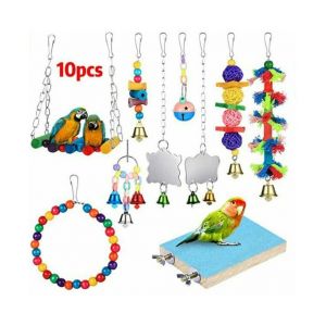 Ensemble De 10 Balançoires Colorées Pour Perruches, Calopsittes Et Perruches Ondulées - Accessoires Durables Et Attrayants Pour Cages À Oiseaux - Neuf