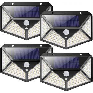Lampe Solaire D'ext&eacute;rieur &iquest;Version Puissante, Lot De 4&iquest;100 Led 2200 Mah, &Eacute;clairage Ext&eacute;rieur &Eacute;tanche, Angle De Vision De 270&deg; - Neuf