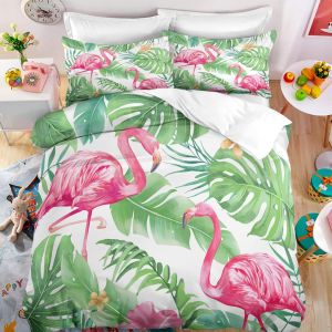 Flamant Rose House De Couette + X Taies D'oreiller Xcm Housses De Couette Microfibre Parures De Lit Doux Confortable X Cm - Neuf