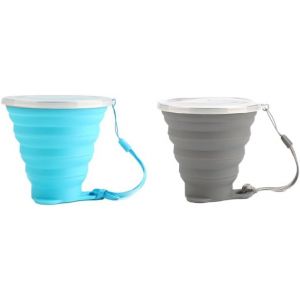Sjzg-Balles De Camping, 2 Tasses De Silicone Pliables, Tasses De Voyage Pliables Tasses De Voyage Portables Avec Tapis En Plastique Pique-Nique En Plein Air - Neuf