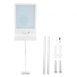 HJLIAN Applique murale LED solaire etanche avec detecteur de mouvement (blanc, blanc pur, avec support) - Neuf