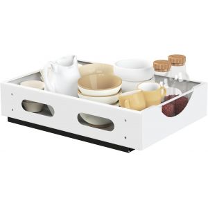ERYI-Tiroir Coulissant, Organiseur De Placard Extractible, Cuisine Télescopique, Adhesif, Pas Besoin De Percer Ni De Clouer, 38.5X27.5X8Cm, Blanc - Neuf
