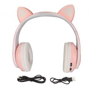 Casque Bluetooth avec oreilles de chat lumineuses, basses, pliable, sans fil, lampe respiratoire - Neuf