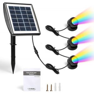 Lampes Solaires For Étang,Lampes Led Submersibles For Étang Ip68,Lampes Sous-Marines Rvb Étanches Avec 3 Lampes,Projecteur De Paysage Solaire For Aquarium,Jardin,Piscine,Fontaine - Neuf