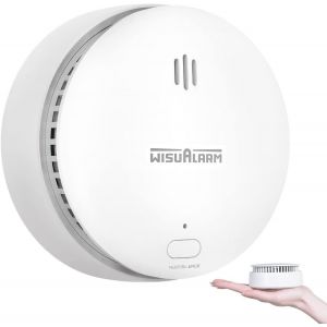 Détecteur de fumée pour la maison, Fumigène Alarme, alimenté par batterie, alarme incendie avec bouton test/silence, conforme à la norme EN14604 - Neuf