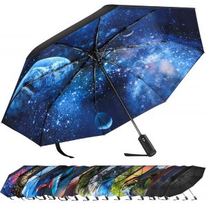 Parapluie Pliant, Petit Parapluie De Poche Solide Portable, Parapluie Anti Tempete &Agrave; Ouverture Et Fermeture Automatiques, Parapluie Resistant Au Vent, Parapluie Invers&eacute; Pour Hommes Et Femmes - Neuf