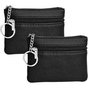 2 Pi&egrave;ces Petit Porte Monnaie Cuir Femme Petit Portefeuille Femme Avec Porte-Cl&eacute;s Et 2 Compartiments Petit Porte-Monnaie Homme Mini Porte Monnaie Noir Pochette &Agrave; Monnaie Pour Femme Homme Enfant - Neuf