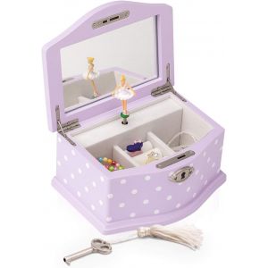 Elle Ballerine Music Bo&icirc;te &Agrave; Bijoux Avec Serrure, Bo&icirc;te &Agrave; Souvenirs En Bois Avec Motif Lac Des Cygnes &Agrave; Remonter, Petite Taille (Rose) - Neuf