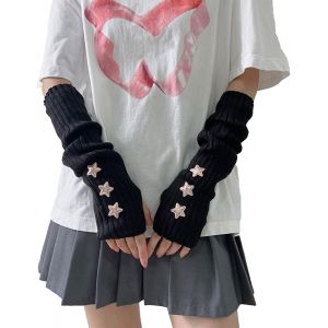 Mitaines Tricot&eacute;es Japonaises Harajuku Cosplay Lolita Mignonnes Sans Doigts Gants Y2k Mitaines Cosplay Costume Noir L - Neuf