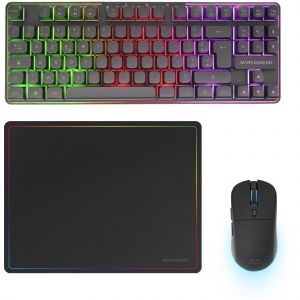 Mars Gaming MCPWTKLFR Pack clavier souris FR sans fil +USB AZERTY Fran&ccedil;ais Noir - Neuf