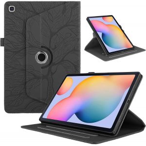 Coque Pour Samsung Galaxy Tab S6 Lite 10.4"" Etuis 2024/2022/2020 Sm-P610 P613 P615 P619 P620 Tablette Coque Pu Cuir 360°Rotatif Multi-Angle Stand Vie Arbre Protection Housse Cover,Noir.[F1912] - Neuf