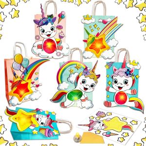 KALANKA-Kit de Bricolage de Lanterne pour Enfants, 6 Lanternes St Martin avec Papier Transparent et Colle Double Face et Perles LED, Lanterne pour Filles et Garçons, Idéal Anniversaire pour Enfants - Neuf