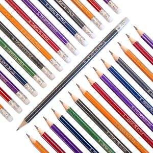 Kalanka-30x Crayons Hb Avec Gomme - Pour Dessiner Et &Eacute;crire - Pour L'&eacute;cole, Le Bureau, L'universit&eacute; Et La Maison - Pr&eacute;-Taill&eacute;s - 6 Couleurs - Hexagonaux - Graphite Crayons &Agrave; Papier - Neuf