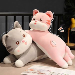 Coussin chat girly, coussin chaton, poup&eacute;e chat, cadeau pour fille, c&acirc;lin, long coussin en peluche-rose - Neuf