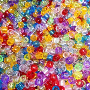 Meimie-Lot De 1000 Perles Poney Transparentes Avec À Enfiler-Grand Trou De 6 X 8mm-Perles Colorées-Pour Colliers,Bracelets,Fabrication De Bijoux - Neuf