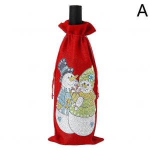 D&eacute;coration De No&euml;l Faits &Agrave; La Main Des Bouteilles De Vin De Sacs-Cadeaux Avec Un Cordon De Serrage - Neuf