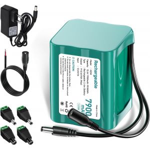 Subzonal-12v Batterie 7900mah Dab Radio Batterie Au Lithium 12,6 V Avec Chargeur Et Adaptateur Connecteur Et Ligne Connexion, Pour Soundboks, Phares Arri&egrave;re, &Eacute;clairage De V&eacute;lo, Sc&eacute;nario, Sonar - Neuf