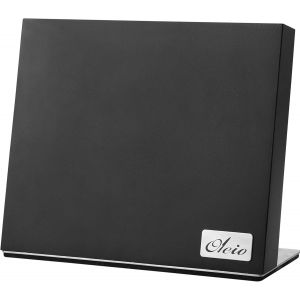 Mevronisshop-Oleio Porte-Couteaux Magn&eacute;tique En Bois D'acacia, Pied En Acier Inoxydable (Noir) - Peut Contenir Jusqu'&agrave; 6 Couteaux Magn&eacute;tiques De Qualit&eacute; Sup&eacute;rieure - Rangement Des Couteaux Sans Coute - Neuf