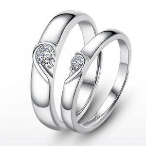 Forme De C?ur Bagues De Couple Réglables Bagues D'amour Amitié Bague Assortie Cadeau - Neuf
