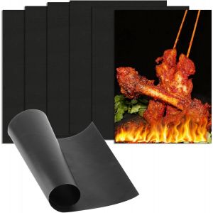 KALANKA-6 Pcs Tapis de Cuisson Barbecue, 40x30CM Tapis de Grille Barbecue, Tapis BBQ Anti-Adhérent Reutilisable, Feuille de Cuisson Four Accessoires Barbecue Electrique Barbecue à Gaz Charbon Electri - Neuf
