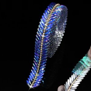Kal-91.4cm Bleu Or Chaîne De Strass Chaussures, Rouleau De Strass Ruban En Cristal Bouquet, Décoration, Vêtements, Couvre-Chefs De Mariage (Tr001) - Neuf